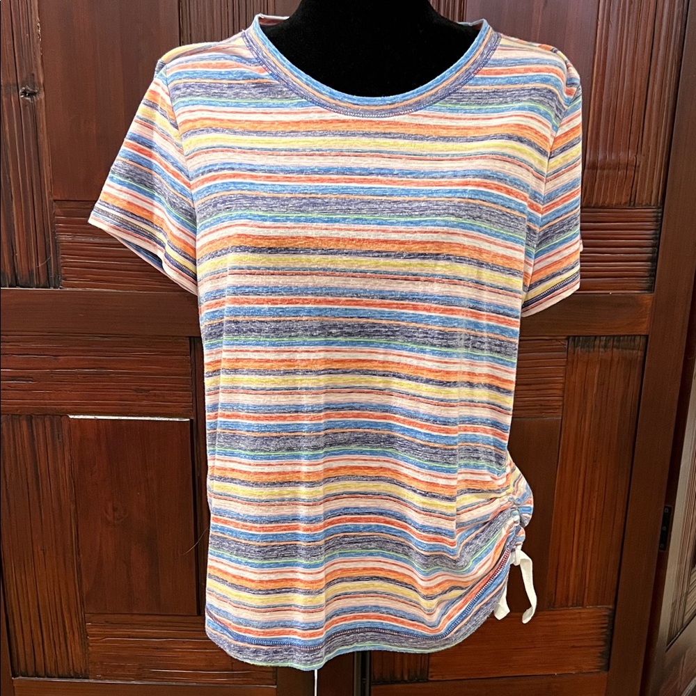 T by Talbots, pull over knit, ruching on one side, nautical.